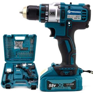 Prohummer PH234 Xr Yeni Darbesiz Çift Batarya 58vf 5ah Şarjlı Matkap Seti (Mavi)
