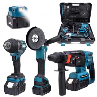 Prohummer PH279 Akülü Kömürsüz 3IN1 Set Makine (800Nm Somun Sökme, Kırıcı Delici , 125mm Avuç Taşlama, Powerbank ve Led) 88Vf 10P
