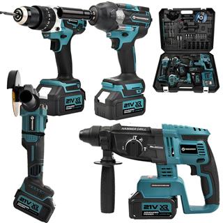 Prohummer PH277 Profesyonel 21V 2ah Akülü 4lü Set 800Nm Somun Sökme, Vidalama Matkap, Kırıcı Delici Hilti ve Avuç Taşlama